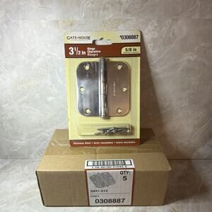 Gatehouse 3.5 in Polished Stainless Steel Radius Door Hinges Pack of 5 S841-512